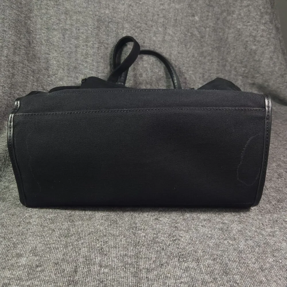 Karl Lagerfeld Paris Canvas Tote Top Zipper Double Handle Pockets Chic